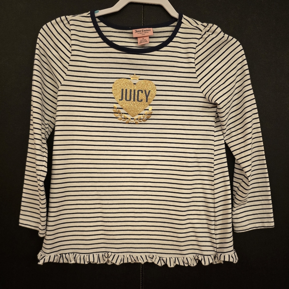 Juicy Couture size 12 kids striped shirt with ruffle hem